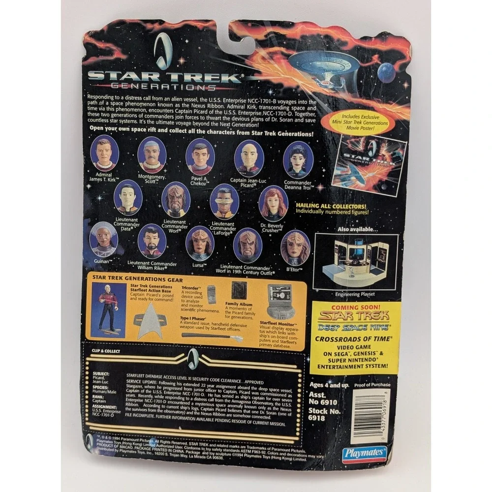 Star‎ Trek Generations Jean Luc Picard Vintage NOS Action Figure Playmates